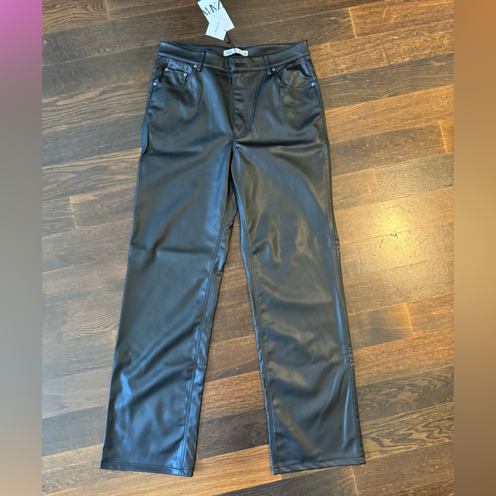 NWT Zara wide leg leather pants